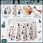 Ganeen 12 Pcs Christmas Tree Tablecloth Cartoon Colorful Red White Round - Image 2