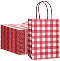 JarThenaAMCS 100Pcs Christmas Red White Checkered Kraft Paper Bag With Handles Gingham Treat Gift Bags Candy Goodie Bag for Baby Shower Birthday Party Favors Supplies by JarThenaAMCS