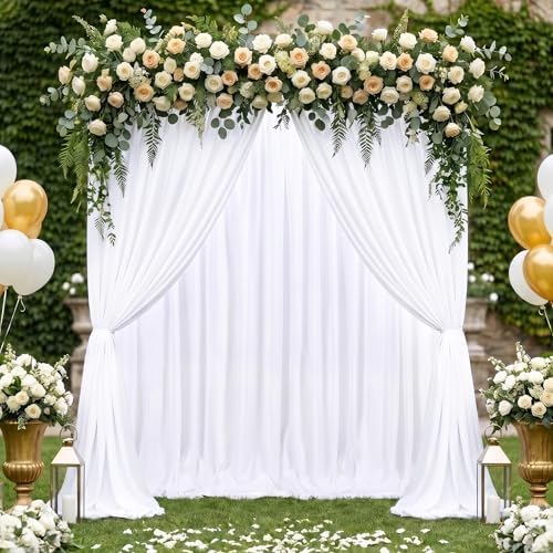 White Backdrop Curtains 20ftx10ft Wedding Polyester Photo Drapes - Image 5
