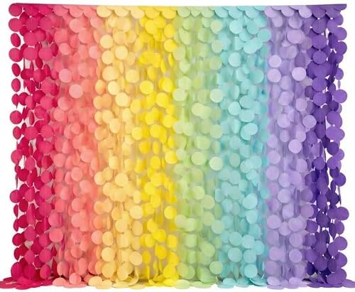 Ultimate Big Circle Dots Party Garland Streamer Backdrop (290 Ft Total, 40 Strands x 7.25 Ft Per Strand) - Hanging Paper Dot Decor for Birthdays, Baby Showers, & All Events (Pastel Rainbow) by Chloe+Elizabeth