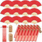 Roowest 50 Pack Paper Folding Fans Bamboo Wedding Favors, Red by Roowest