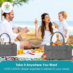 Cute Castle 2 Pack Diaper Caddy Organizer - Portable Baby Caddy Organizer with Handle, Nursery Storage Bin and Car Organizer for Girls, Boys - Baby Gift Basket - Dark Grey, Large - Image 5