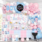 Baby Q Gender Reveal Decorations, Pink Blue Gingham BBQ Gender Reveal Decor by Juweked