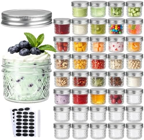 Accguan Mini Mason Canning Jars,4 oz Glass Jars with Regular Lids 40Pcs by Accguan