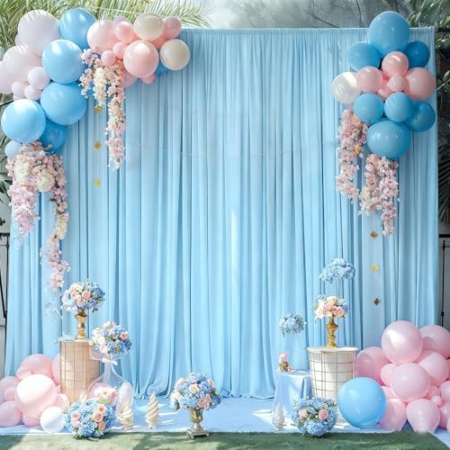 20x10ft Blue Backdrop Curtains for Wedding Parties Wrinkle Free Blue Curtain Photo Backdrop Drapes for Photography Birthday Baby Shower Soft Fabric Party Backgournd for Photoshoot 5x10ft, 4 Panels - Image 3