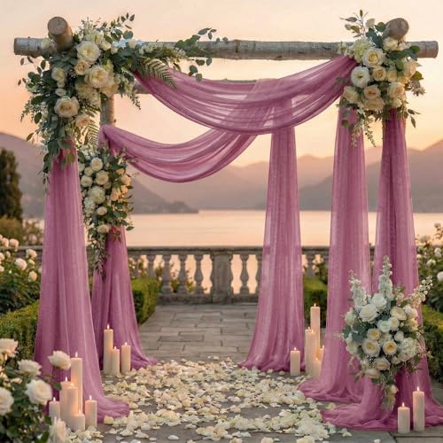 Pack of 2 Wedding Arch Drape Panel Fabric 30" x 100ft - Mauva - Image 4
