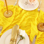 8 Pack Yellow Cheesecloth Table Runner 120 Inch Boho Wedding Decor - Image 6