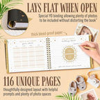 Book Keepsake, Baby Memory Book From Pre-Birth to 5th Year, with 2 Photo Pockets, Milestone Stickers, Hand/Footprint Inkpad, Baby Album and Baby Book for Girls or Boys (Black) - Image 4
