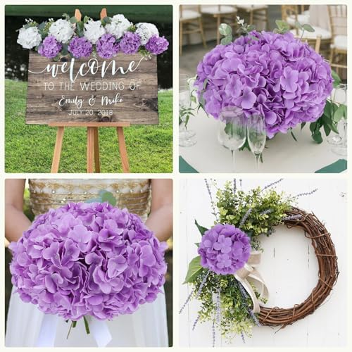 AVIVIHO 65pcs Lavender Fake Flowers Hydrangea Artificial Flowers Bluk (Not Squished, No Steaming Need) Hydrangeas Silk Flowers with Stems for Home Weddings,Table Centerpieces,Party Arch Decorations - Image 4