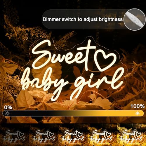 Britrio Sweet Baby Girl Neon Sign Baby Shower 1st Birthday Party Backdrop - Image 4
