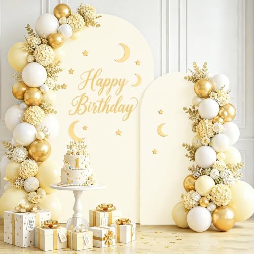 Ivory Wedding Arch Cover Set of 3 Stretchy Arch Backdrop Cover 4FT, 5FT, 6FT Cover for Arch Backdrop Spandex Fitted Wedding Arch Stand Covers for Birthday Party Ceremony Banquet Decor - Image 3