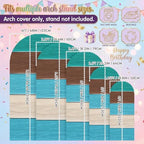 Retro Farm Barns Lines Arch Backdrop Cover 7.2 ft Country Teal Gradient Strips 2 Sided Wedding Arch Covers Stretchy Backdrop Round Top for Birthday, Party, Baby Shower Decorations - Image 7