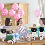 Kochorie 350 PCS Pink Cow Print Party Supplies Set for 50 Guests Includes Cowgirl Pink Cow Party Plates Cups Napkins Utensils for Western Birthday, Baby Shower, Bachelorette Disposable Tableware - Image 7