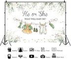 10x6.5ft Greenery Gender Reveal Backdrop Boy or Girl Clothes Photography Background Green Eucalyptus Leaves Gender Reveal Party Decorations Cake Table Banner Photo Studio Props - Image 2