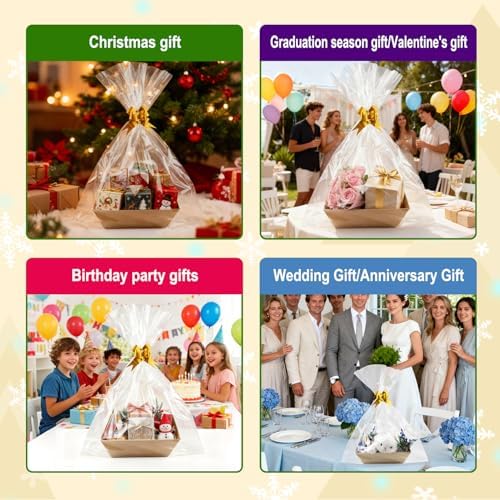 10PACK Empty Gift Basket Set, 11.8x9.8” Thick Kraft Market Tray Gift Basket - Image 6