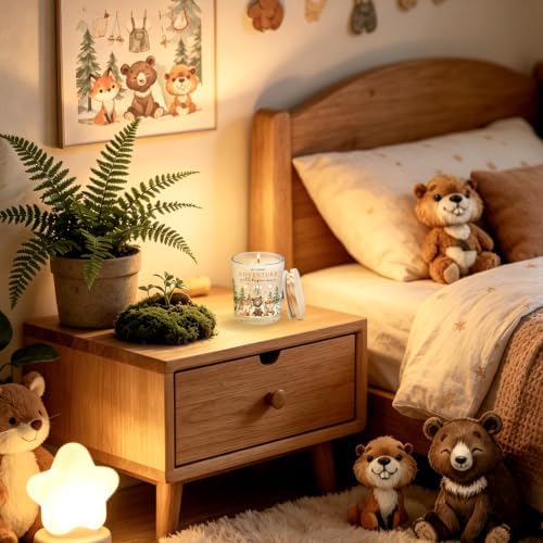 Whaline 12Pcs Adventure Baby Shower Empty Candle Jar with Wooden Lid Woodland Animal Baby Clothes Glass Candle Container for Candles Making Storing Kitchen Table Centerpiece Decoration - Image 7