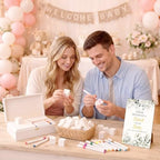 119 Pcs Baby Shower Game – 64 White Wooden Cubes to Decorate, Storage Box, 48 Acrylic Markers, 5 stencil templates & Instruction Sign - Image 5