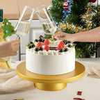 Wenqik 12 Inch Metal Gold Cake Stand with Cake Knife and Spatula, Round Dessert Table Display Stand Metal Dessert Tray Serving Platter for Party, Wedding, Birthday, Baby Shower, Anniversary - Image 5