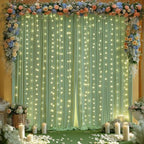 30x10ft Sage Green Backdrop Curtains with Lights Photo Drapes Wrinkle Free Fabric Backdrop Curtain for Wedding Birthday Party Baby Shower Bridal Shower Home Party Background Decorations - Image 2
