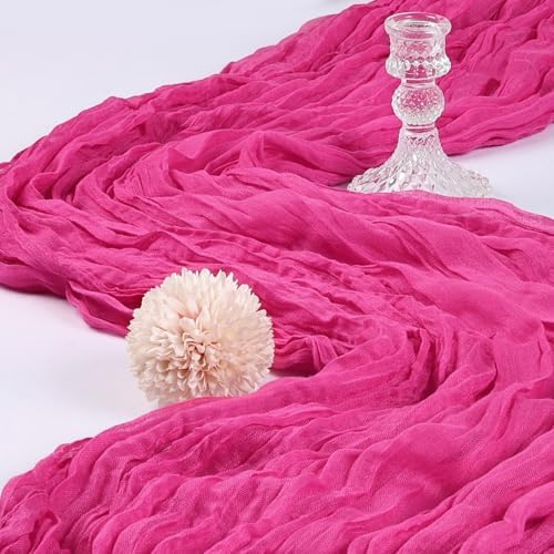 12 Pack 10Ft Hot Pink Cheesecloth Table Runner 23 x 120 Inch - Image 3