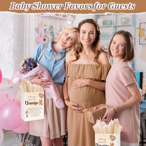 Resurhang 50 Sets Gift Bag for Baby Shower Bear Balloon Goodie Bags with Handles and Tissue Paper Baby Shower Party Favor Handbag for Guests Gender Reveal Return Gift(Brown) - Image 6