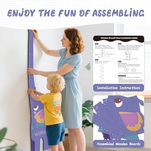 Personalized Toddler Height Wall Chart, Custom Name Wood Growth - Image 3