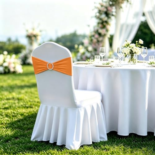 Babenest 50PCS Spandex Chair Sashes Bows with Buckle for Wedding Orange - Image 4