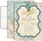 Amanda Creation Custom Baby Shower Invites Adventure Awaits Baby Shower Invitation 20 5x7 Personalized Invites With Envelopes by AmandaCreation