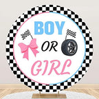 Leyiyi 6.5x6.5ft Boy or Girl Round Backdrop Cover Burnouts or Bows Pink or Blue Circle Photography Background He or She Baby Shower Party Decoration Banner Gender Reveal Baby Shower Party Supplies by Leyiyi