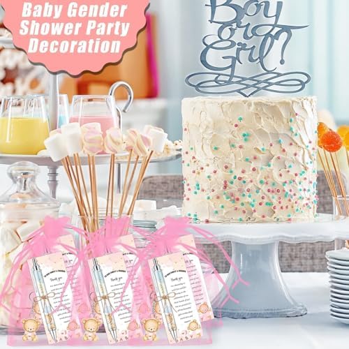 145 Pieces Baby Shower Favors for Guest Pink Bear Ballpoint Pens and Keychains Gifts for Baby Girls Bulk Retractable Baby Shower Pens Gender Reveal Thank You Cards Souvenirs Prizes Party Favors - Image 5