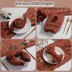 LZY 120 Pack Gauze Cheesecloth Napkins 20x20 Inch Dinner Cloth Napkins, Soft Boho Table Napkins Rustic Wrinkled Cheese Cloth Napkins Bulk for Wedding Party Baby Shower Event Decor (Terracotta) - Image 5