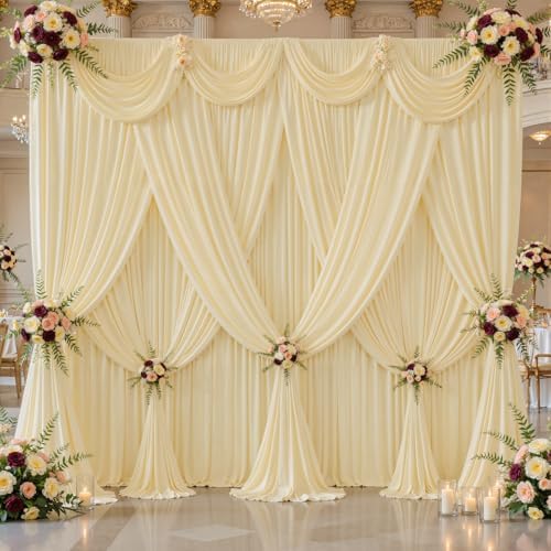 50x10FT Backdrop Curtains with Rod Pockets - Wrinkle Free Photo Stage Backdrop 10 Panels Curtains Drapes for Photography Wedding Party Baby Shower Decorations (Champagne) - Image 2