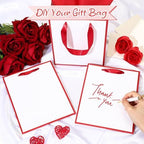 Yeaqee 50 Pcs Metallic Paepr Gift Bags Bulk with Handles,White Red - Image 4