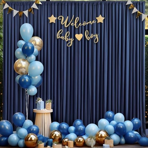 40ftx10ft Wrinkle Free Navy Blue Backdrop Curtains for Parties, Thick Polyester Backdrop Drapse 8 Panels 5x10ft for Weddings Birthday Photography Background Curtains - Image 6