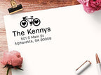 Personalized Bicycle Heart Return Address Stamp, Self Inking Name Stamp - Image 2