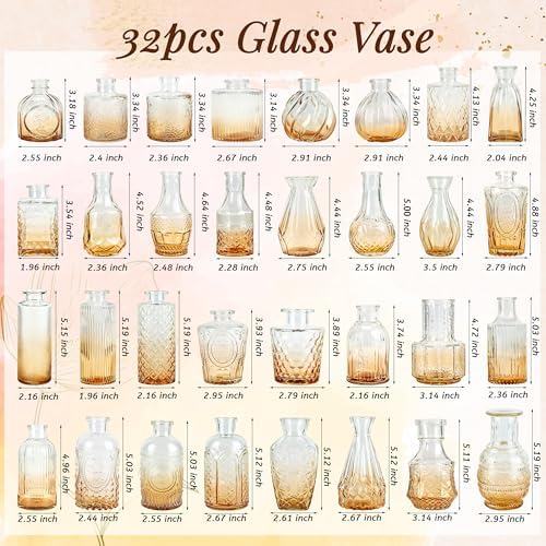 Der Rose 32pcs Amber Bud Vases in Bulk Vintage Vases for Fall Home Decor - Image 3