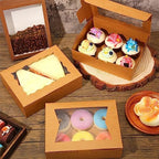 TaoBary 100 Pcs Cookie Bakery Boxes with Window 8x6x2.5,2 Style Bake, Kraft - Image 4