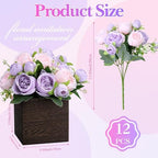 6 Sets Artificial Peonies Flower Table Centerpieces, Mixed Purple - Image 3