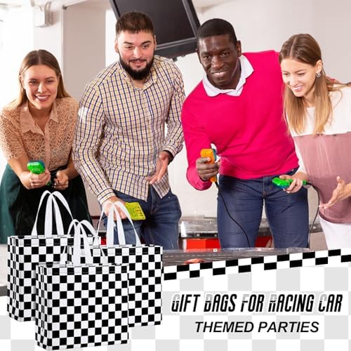 Abbylike 30 Pcs Checkered Racing Gift Bags Bulk, Large Reusable Tote Bags - Image 4