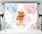 15x10ft Gender Reveal Backdrop Baby Bear Boy or Girl Photography Background Baby Shower Party Blue and Pink Banner Decorations Supplies Photo Booth Props - Image 3