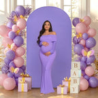 6.6FT Lavender Arch Backdrop Cover - Polyester Fitted Wedding Arch Stand Covers Round Top Chiara Arch Backdrop Cover for Birthday Party Banquet Photo Background Decoration - Image 3