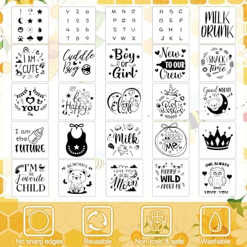 Panitay 100 Pcs White Baby Bodysuits Bibs Kit 25 Guests, Bee - Image 4