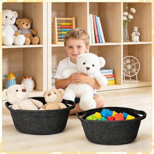 10PACK Black Baskets for Gifts Empty, 12"x 8"x 5" Woven Gift Baskets with Gift Bags and Bows, Empty Gift Baskets for Christmas, Baby Gift Basket for Nursery, Shelf Small Storage Basket with Handles - Image 5