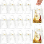Ohuimrt 50 Pack 4.9" x 3.15" x 7.5" Clear Plastic Gift Bags with Handles by Ohuimrt