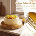 Wenqik 20 Inch Gold Cake Stand Set Metal Round Cupcake Dessert Stand with Cake Cutting, Flower Spatula Wedding Cupcake Pastry Display Candy Holder Display for Wedding Party Birthday Baby Shower - Image 3
