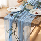 10Pcs Light Blue Cheesecloth Table Runner 120 Inches for Party Home Decor by KEKETOARRANGE