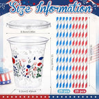 Sliner 50 Sets 4th of July Plastic Disposable Cups 16oz - Image 2
