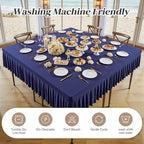 Wish Care Navy Blue Spandex Tablecloths for 60x60 Inch Square Tables, Stretch Fitted Table Clothes with Pleated Ruffle Skirt for 60” Table, Wrinkle Free and Elastic, for Party Kitchen Home Dining - Image 6