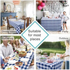 Hiasan Checkered Tablecloth Rectangle 30 x 60 Inch, Navy Blue and White - Image 4