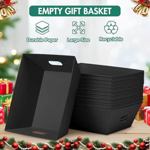 AFOROEOA 6PACK Black Baskets For Gifts Empty, 10x12”Thick Black Gift Basket with 6 Bows 6 Bags Empty Gift Baskets for Christmas Thanksgiving Wedding Birthday Party Wrapping Gift - Image 6